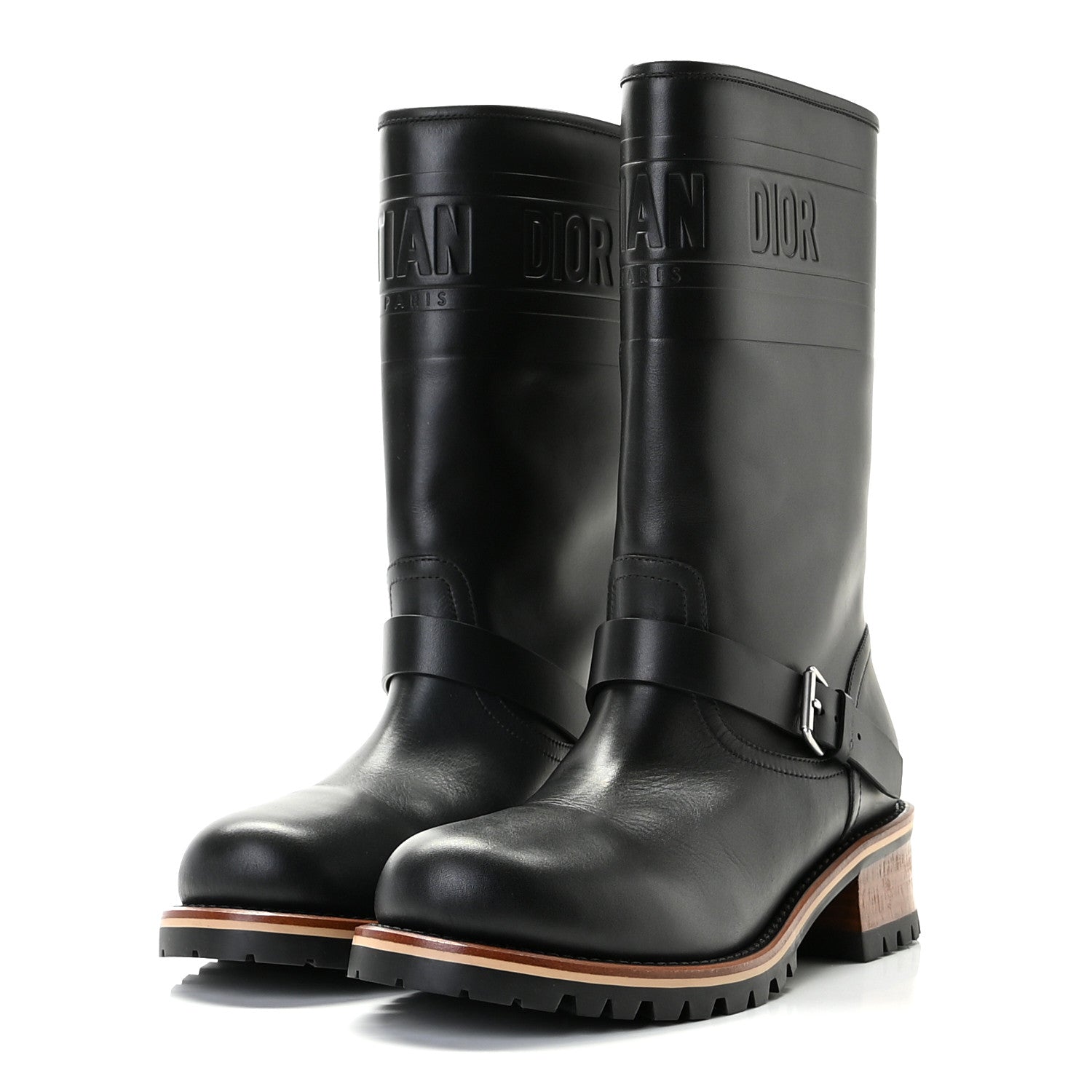 Christian Dior Calfskin Embossed Dior Quest 35mm Biker Boots 40 Black 2 of 12