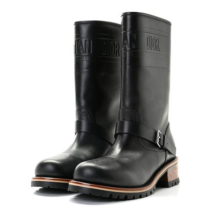 Christian Dior Calfskin Embossed Dior Quest 35mm Biker Boots 40 Black 2 of 12