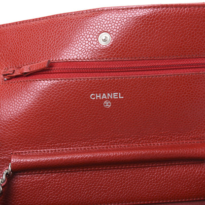 Chanel Caviar Quilted Wallet On Chain WOC Red 7 of 10