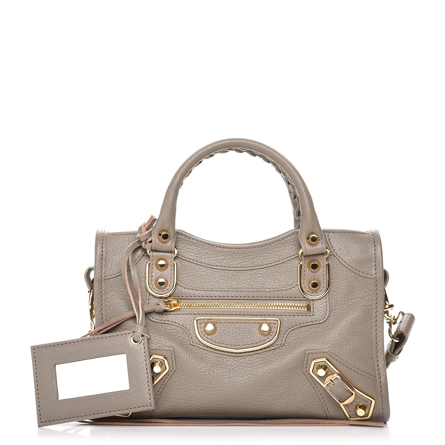 Balenciaga Chevre Gold Metallic Edge Hardware Mini City Gris Taupe 1 of 7