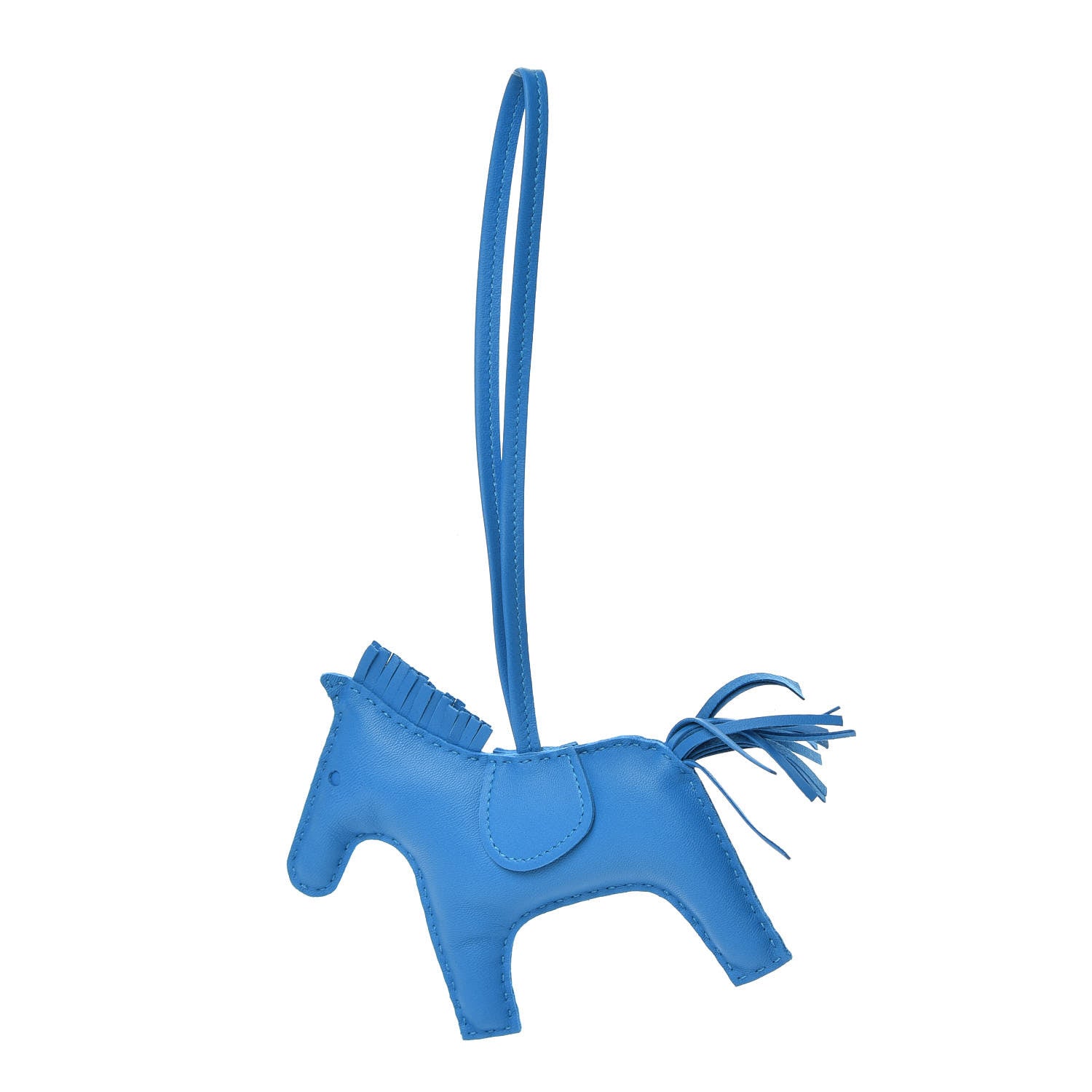 Hermes Milo Lambskin Grigri Rodeo Horse Bag Charm MM Bleu Zanzibar 1 of 5