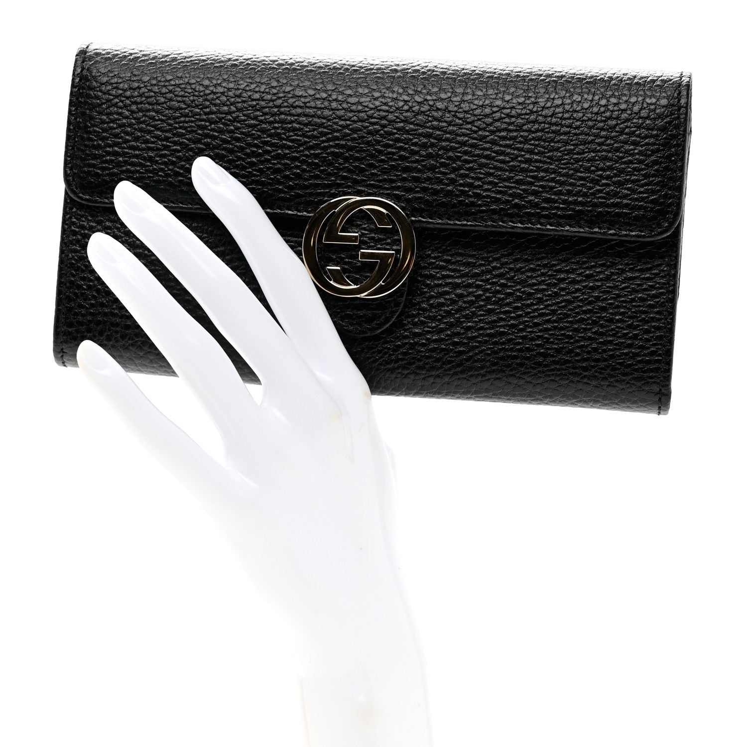 Gucci Dollar Calfskin Interlocking G Continental Wallet Black 2 of 8