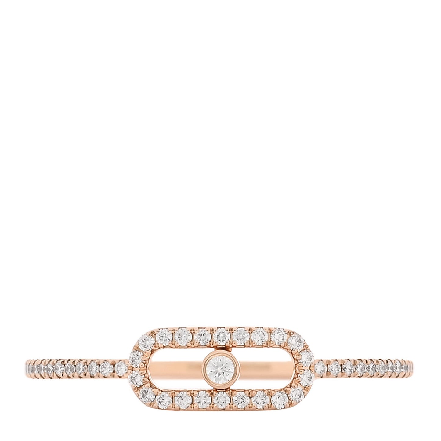 18K Rose Gold Diamond Move Uno Pave Ring 58 8.5