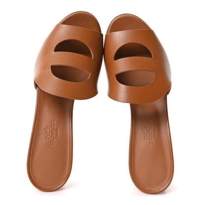 Hermes Raw Edged Calfskin Mona Sandals 36 Naturel 2 of 10