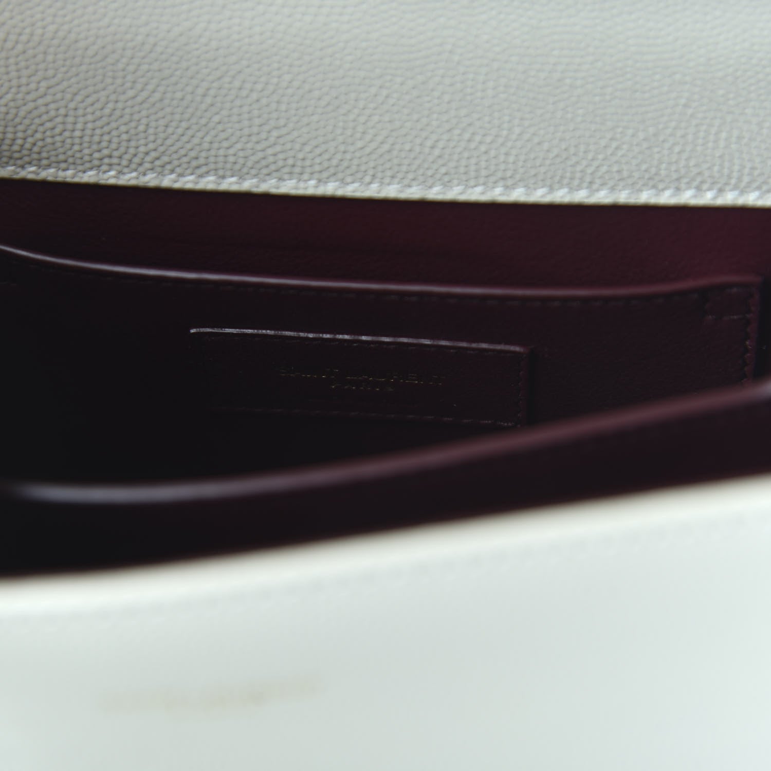 Saint Laurent Grain de Poudre Mini Classic Monogram Cassandra Top Handle Crema Soft Rouge Legion 8 of 9
