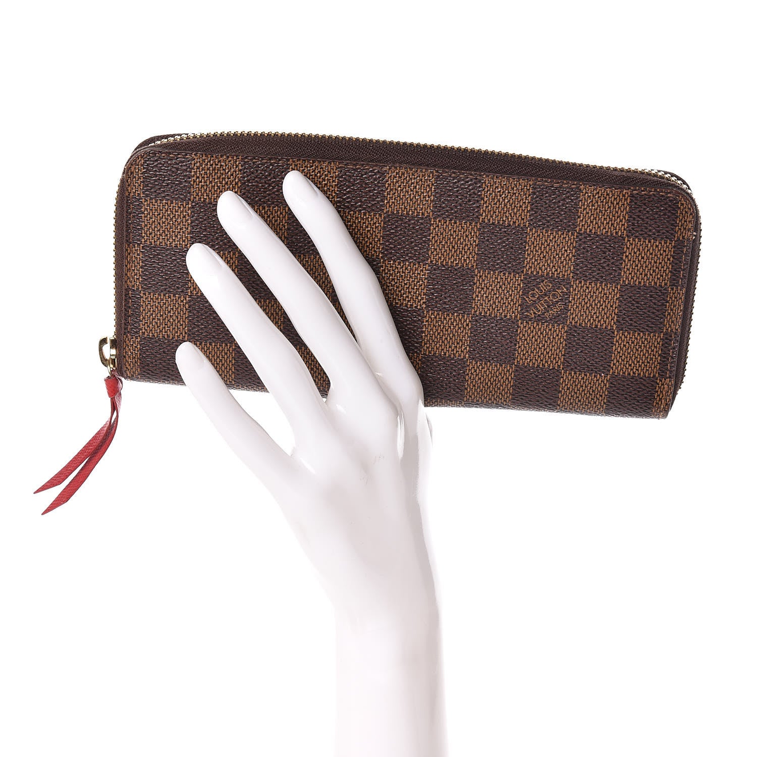 Louis Vuitton Damier Ebene Clemence Wallet Cherry 2 of 9