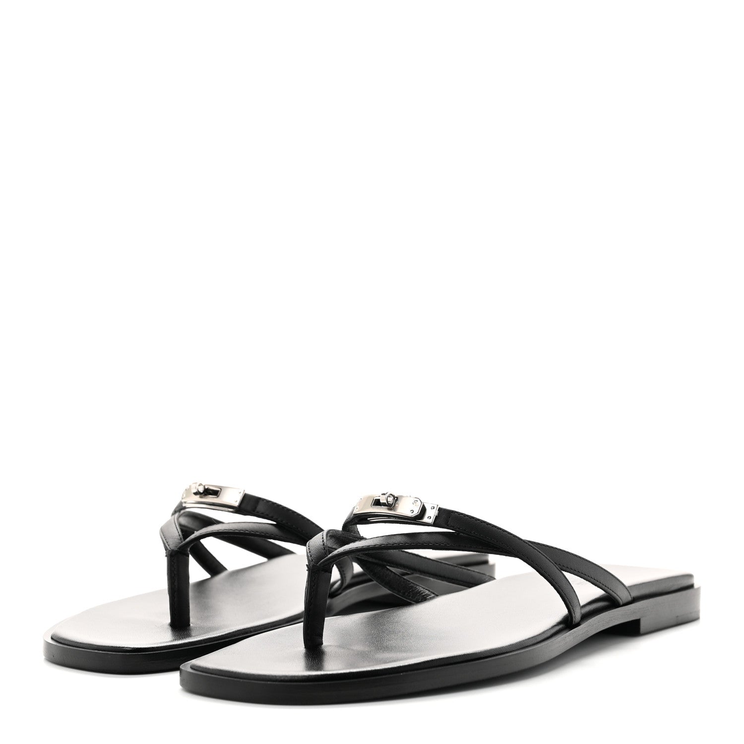 Hermes Calfskin Miss Sandals 38 Black 4 of 8