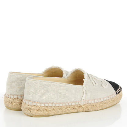 Chanel Toile CC Espadrilles 38 Beige Black 4 of 8