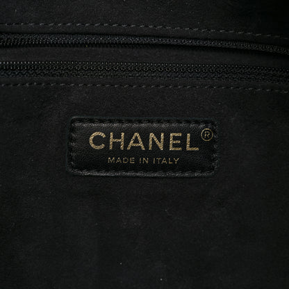 Chanel Calfskin Stitched Small Paris Rome Drawstring CC Bag Black 6 of 11