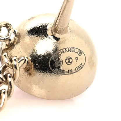 Chanel Metal Lambskin Crystal CC Chain Drop Earrings Black Gold Pink Multicolor 4 of 5