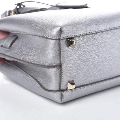 MCM Metallic Grained Calfskin Mini Milla Tote Spike Silver 8 of 9