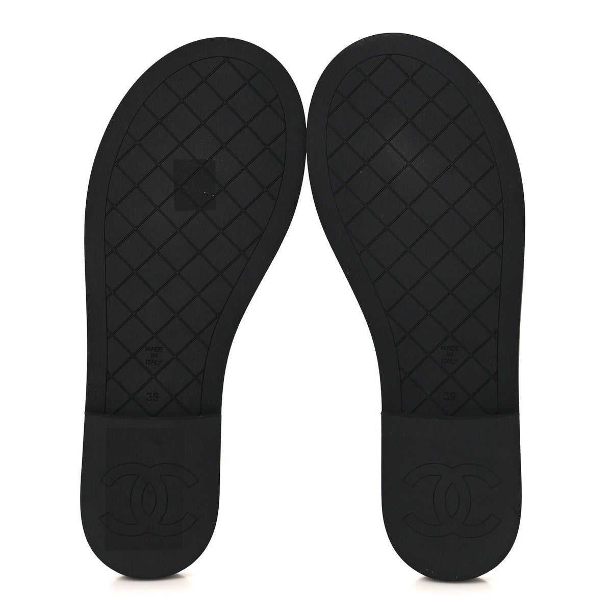 Lambskin Quilted Textured CC Mules Sandals 39 Black