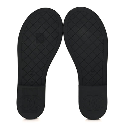 Chanel Lambskin Quilted Textured CC Mules Sandals 39 Black 6 of 10