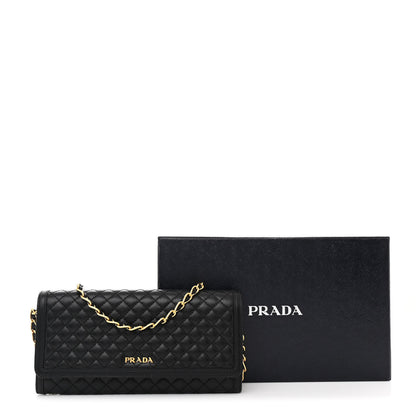 Prada Soft Calfskin Quilted Chain Wallet Black 12 of 12