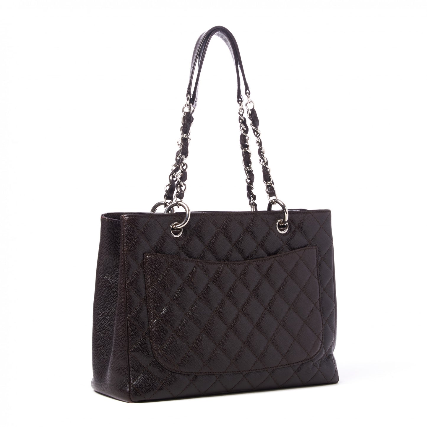 Caviar Quilted Grand Shopping Tote GST Dark Brown