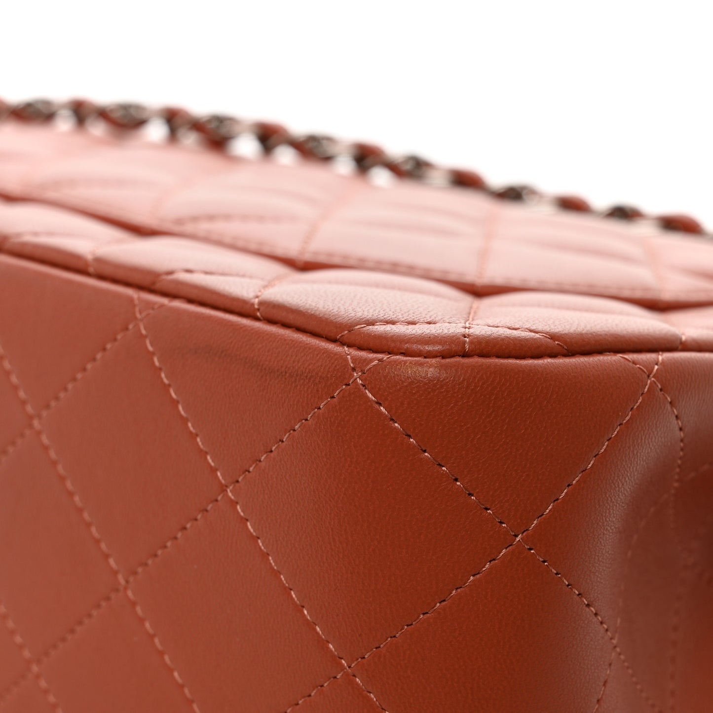 Lambskin Quilted Jumbo Double Flap Orange