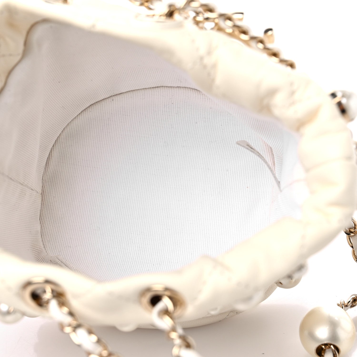Chanel Lambskin Quilted Pearl Mini About Pearls Drawstring Bag White 5 of 11