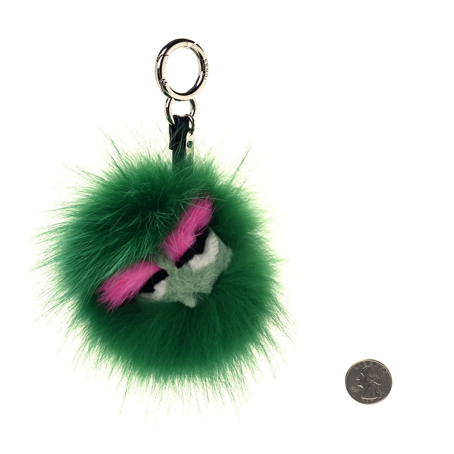 Fox Mink Rabbit Fur Vitello Dolce Minty Mini Monster Bag Bug Charm Jade Multicolor