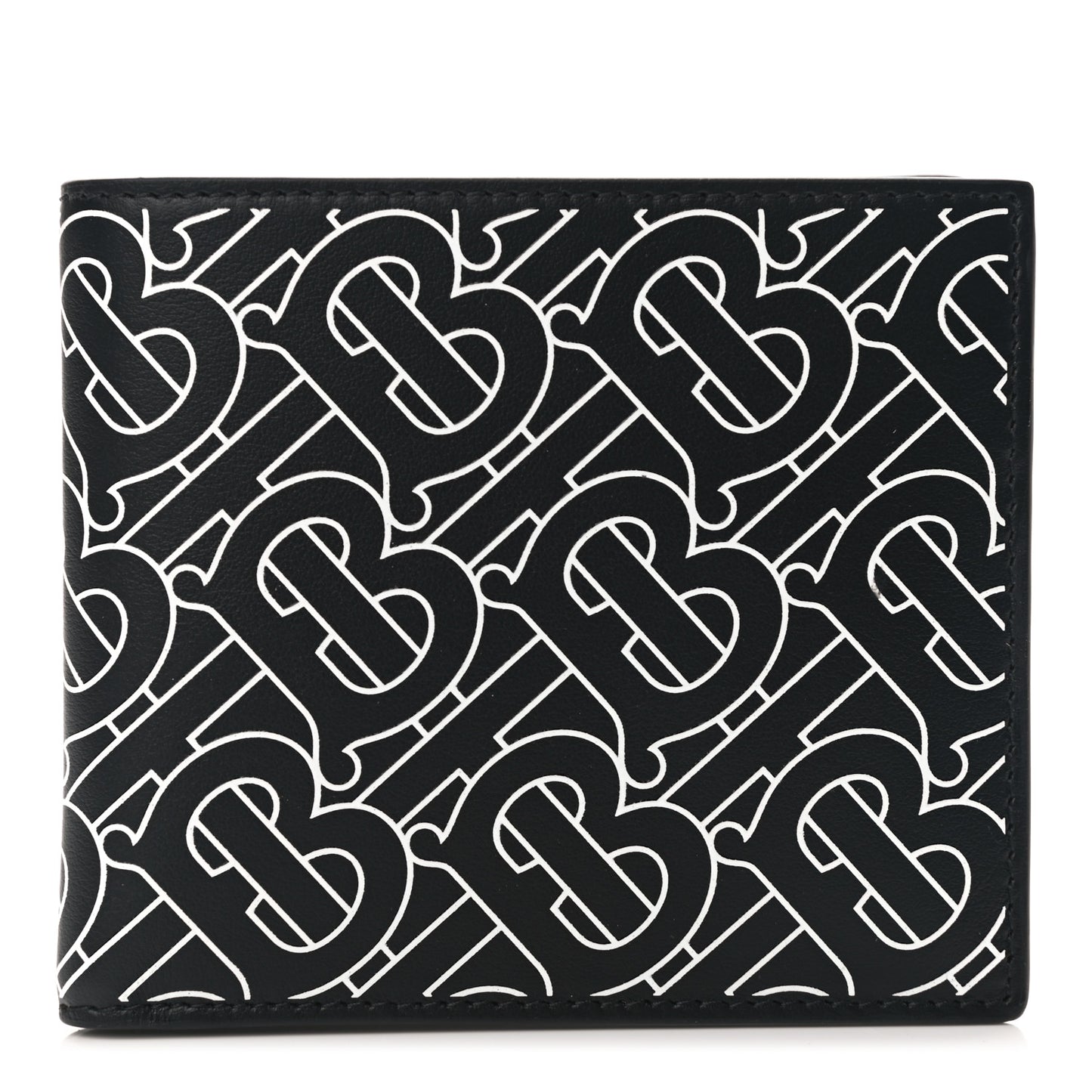Calfskin Embossed TB Print Bi-Fold Wallet Black White