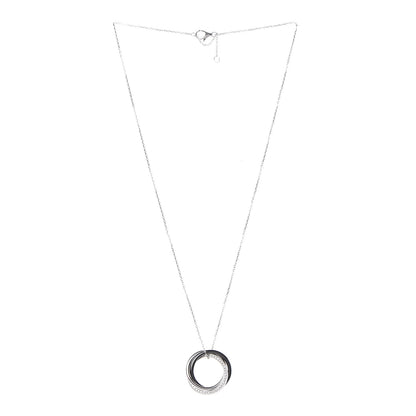 Cartier 18K White Gold Platinum Black Ceramic Diamond Trinity Pendant Necklace 3 of 7