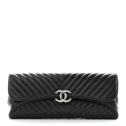 Chanel Lambskin Chevron Evening Clutch Black 1 of 13