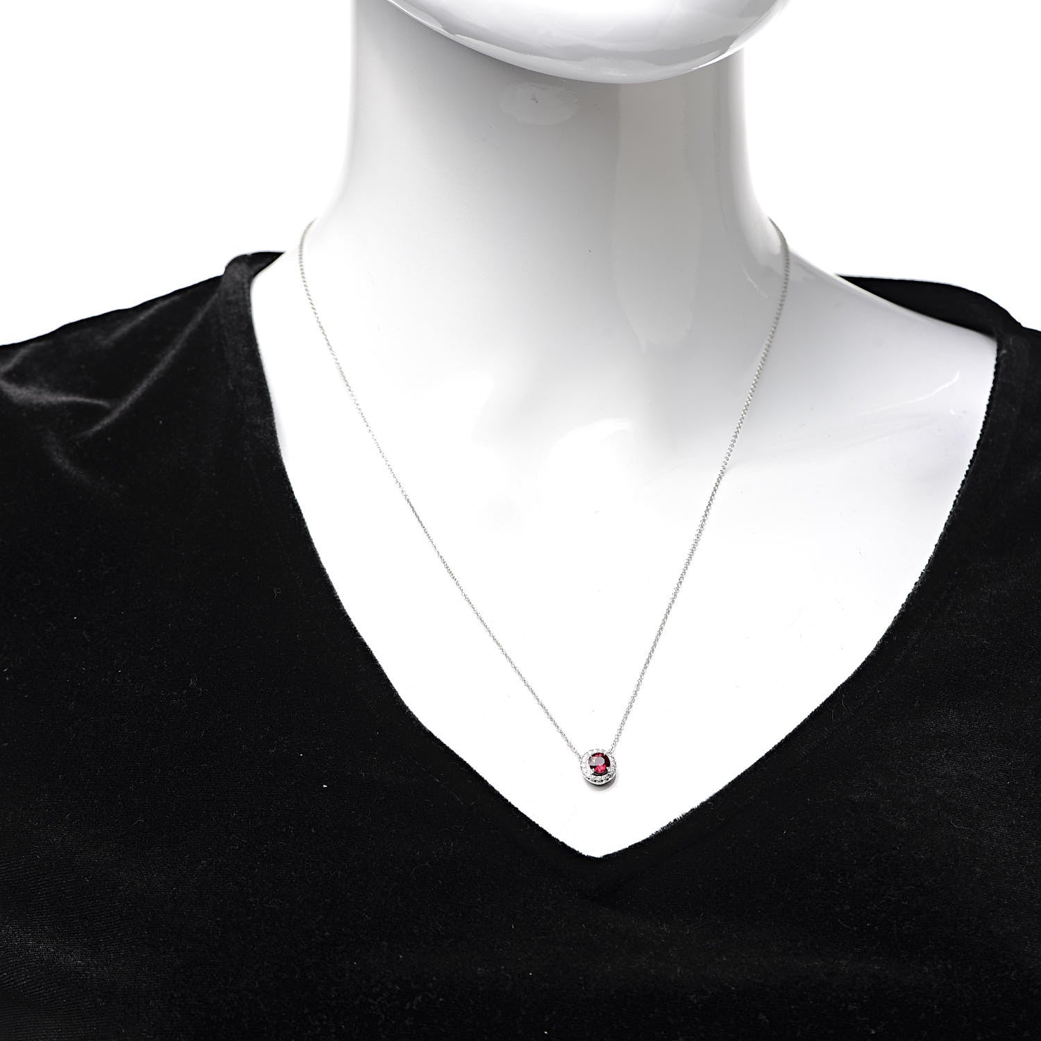 Tiffany Platinum Diamond Ruby Soleste Pendant Necklace 2 of 7