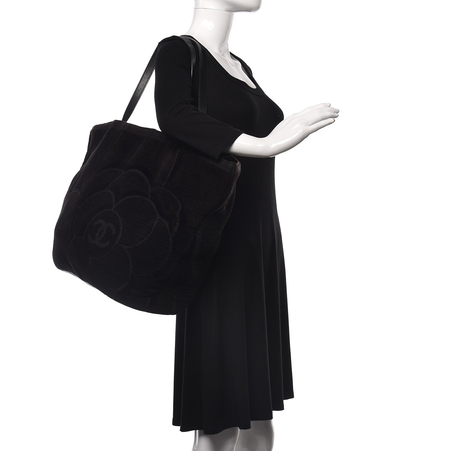 Chanel Terry Cotton CC Beach Tote Towel Set Black 2 of 27