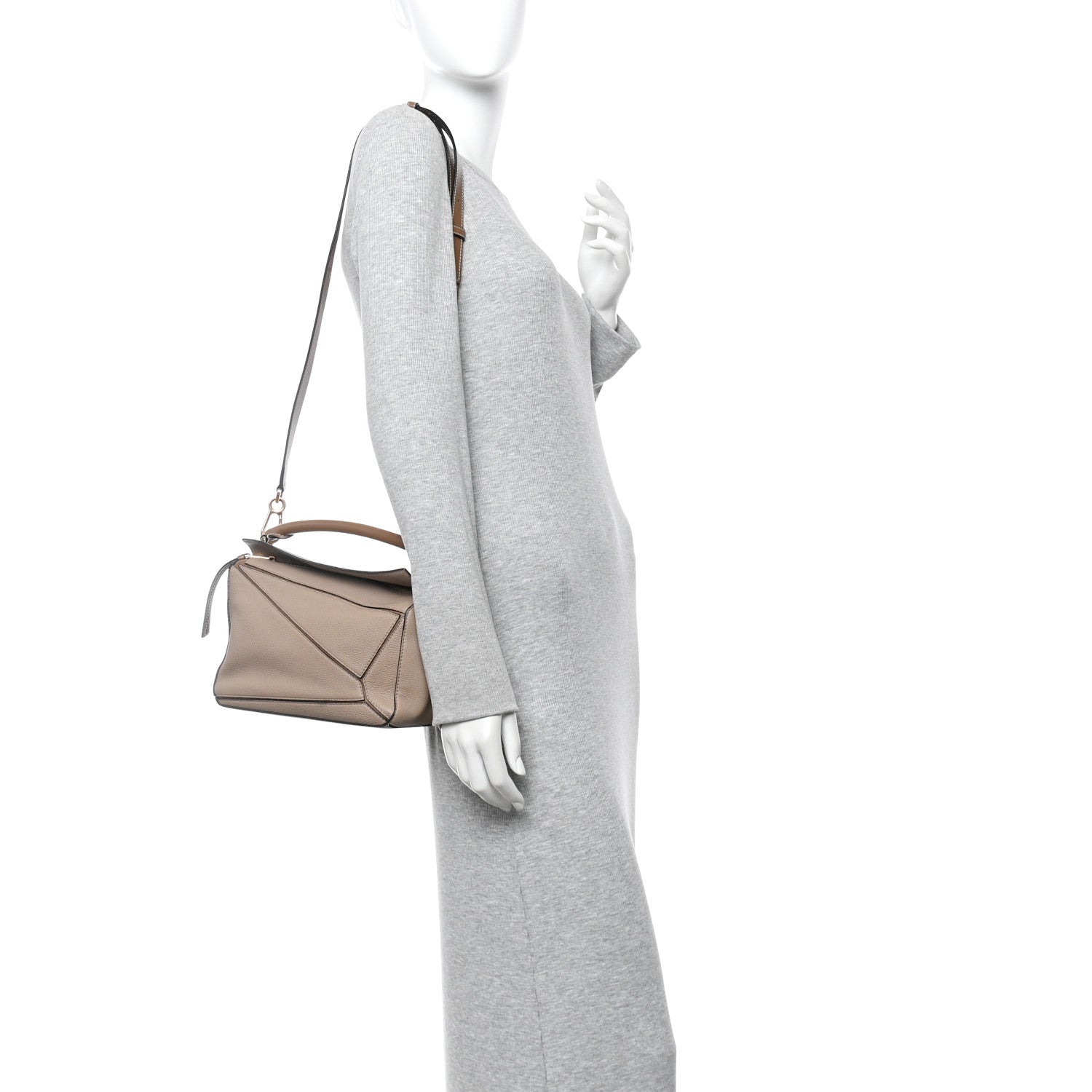 Loewe Grained Calfskin Small Puzzle Bag Sand Mink 2 of 13