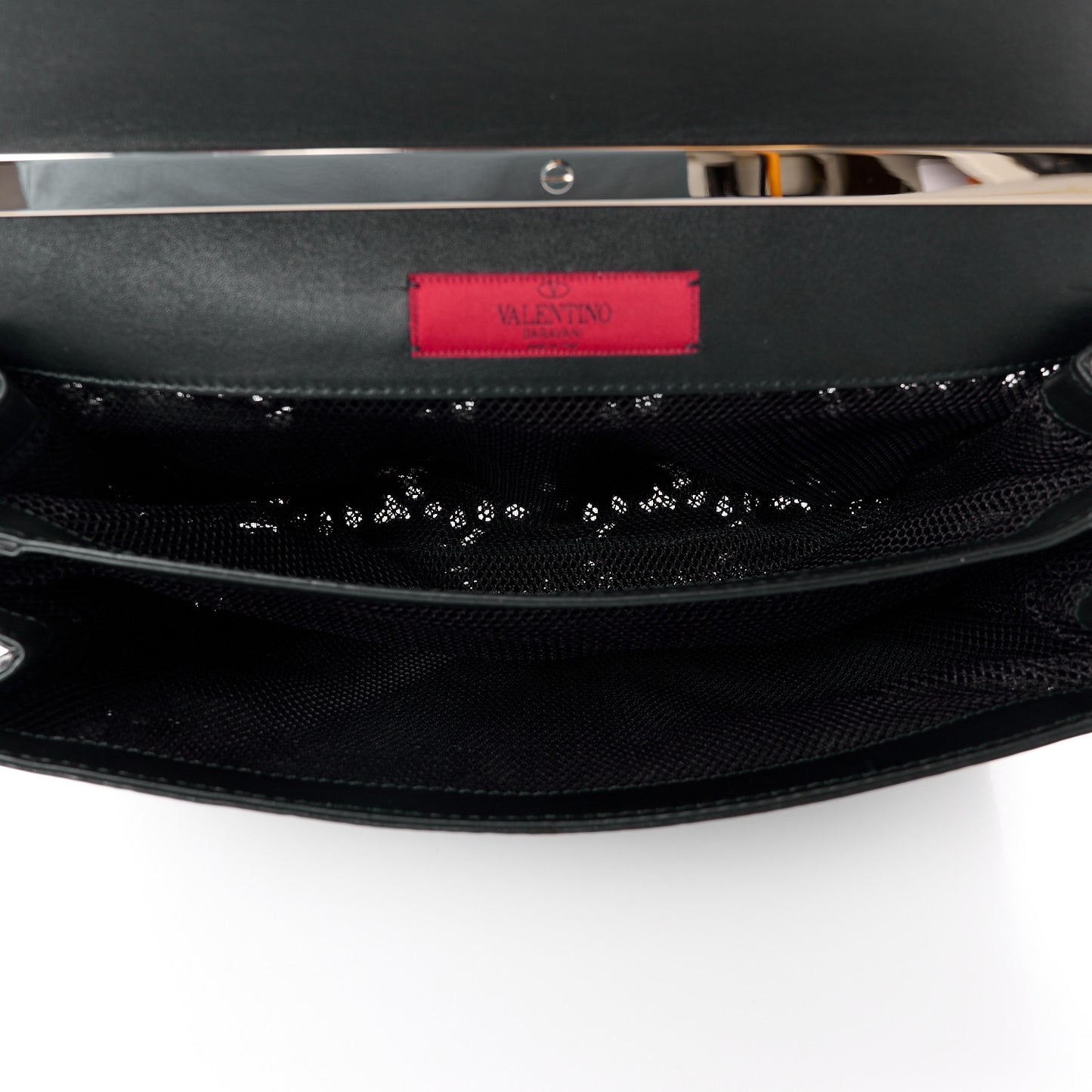 VALENTINO GARAVANI Lambskin Lace Large Girello Flap Black