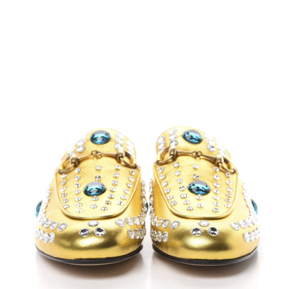 Gucci Metallic Nappa Crystal Womens Princetown Slippers 38.5 Gold 2 of 9