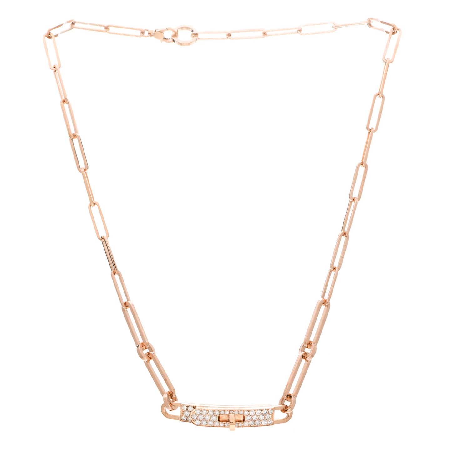 18K Rose Gold Diamond Pave Kelly Chaine Choker Necklace