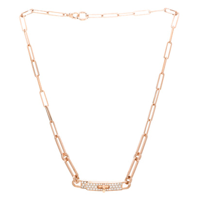 Hermes 18K Rose Gold Diamond Pave Kelly Chaine Choker Necklace 3 of 5