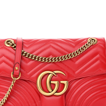 Gucci Calfskin Matelasse Medium GG Marmont Shoulder Bag Hibiscus Red 8 of 13