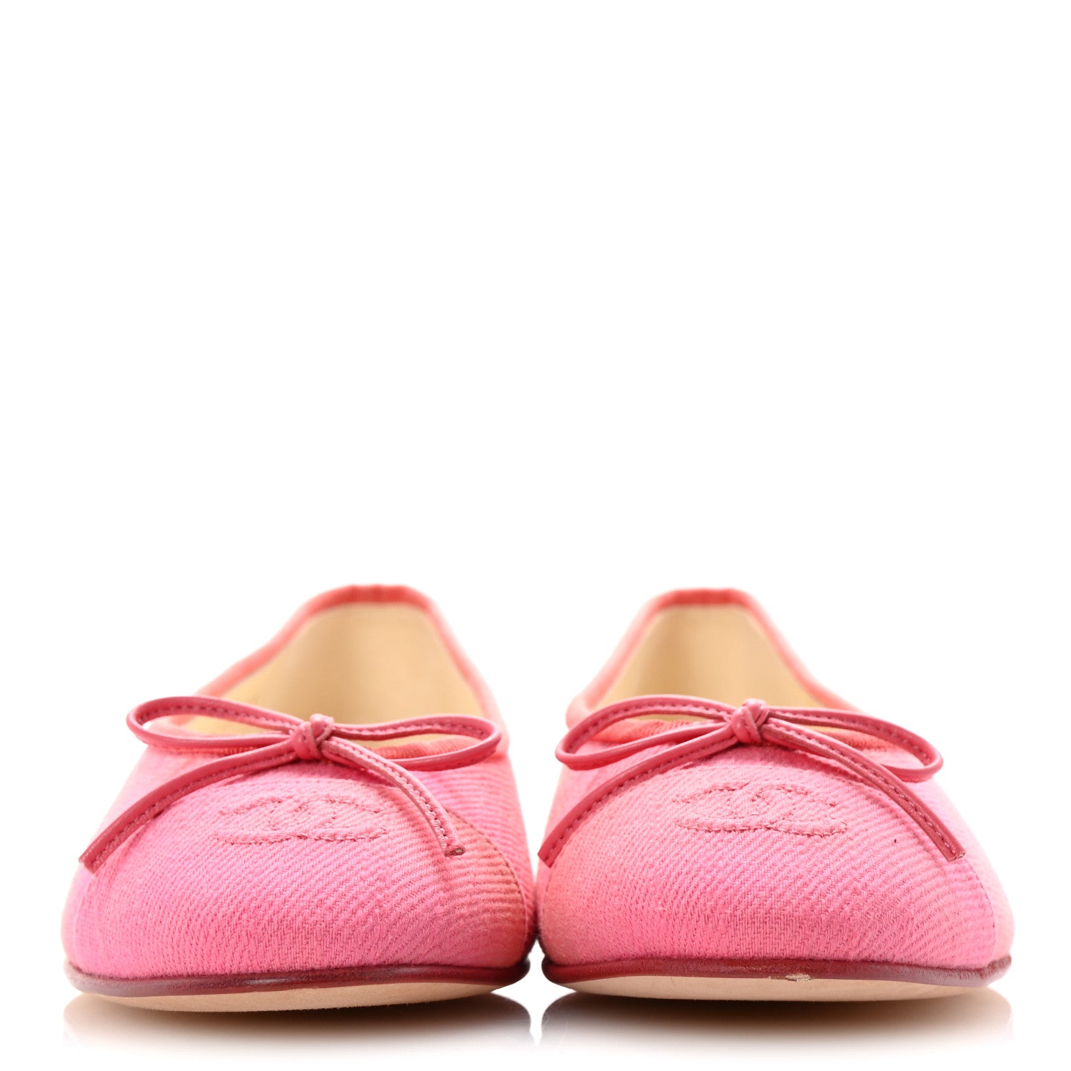 Chanel Denim CC Cap Toe Ballerina Flats 37.5 Pink 3 of 10