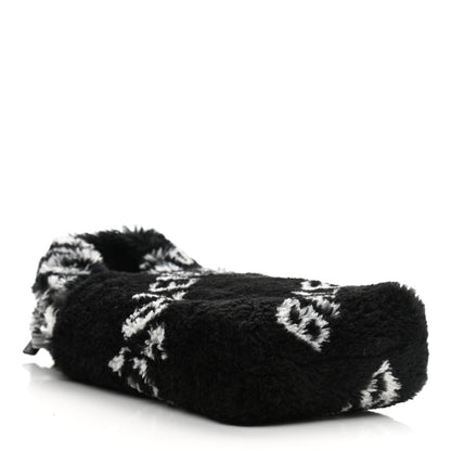 Balenciaga Faux Fur Diagonal Logo Everyday Phone Holder Tote Black White 4 of 9