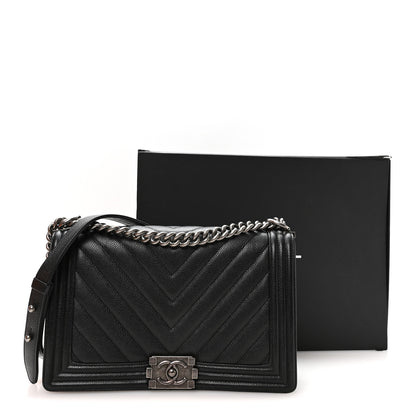 Chanel Calfskin Chevron Quilted New Medium Boy Flap Black 10 of 10