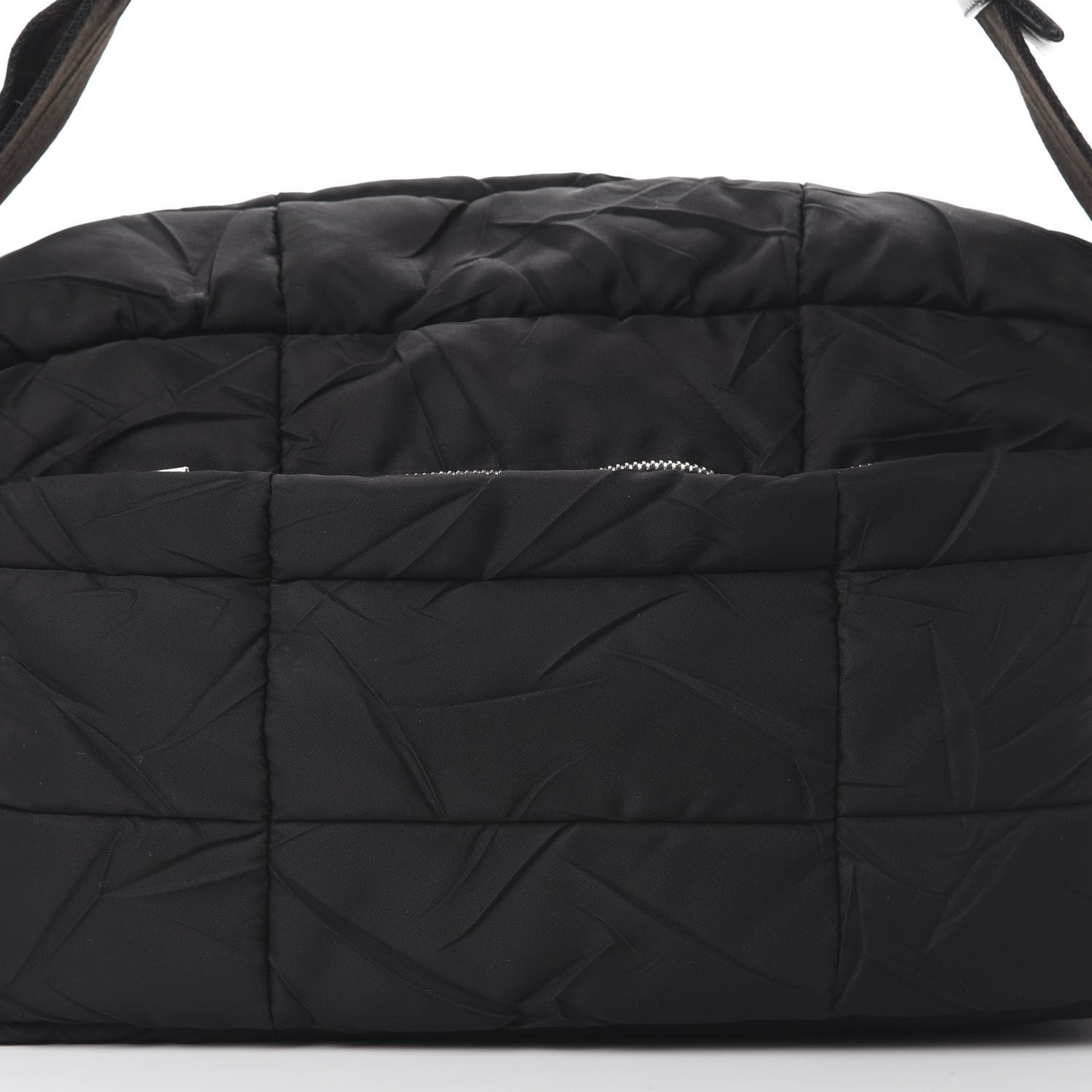 Nylon Tessuto Impuntu Quilted Shoulder Bag Black