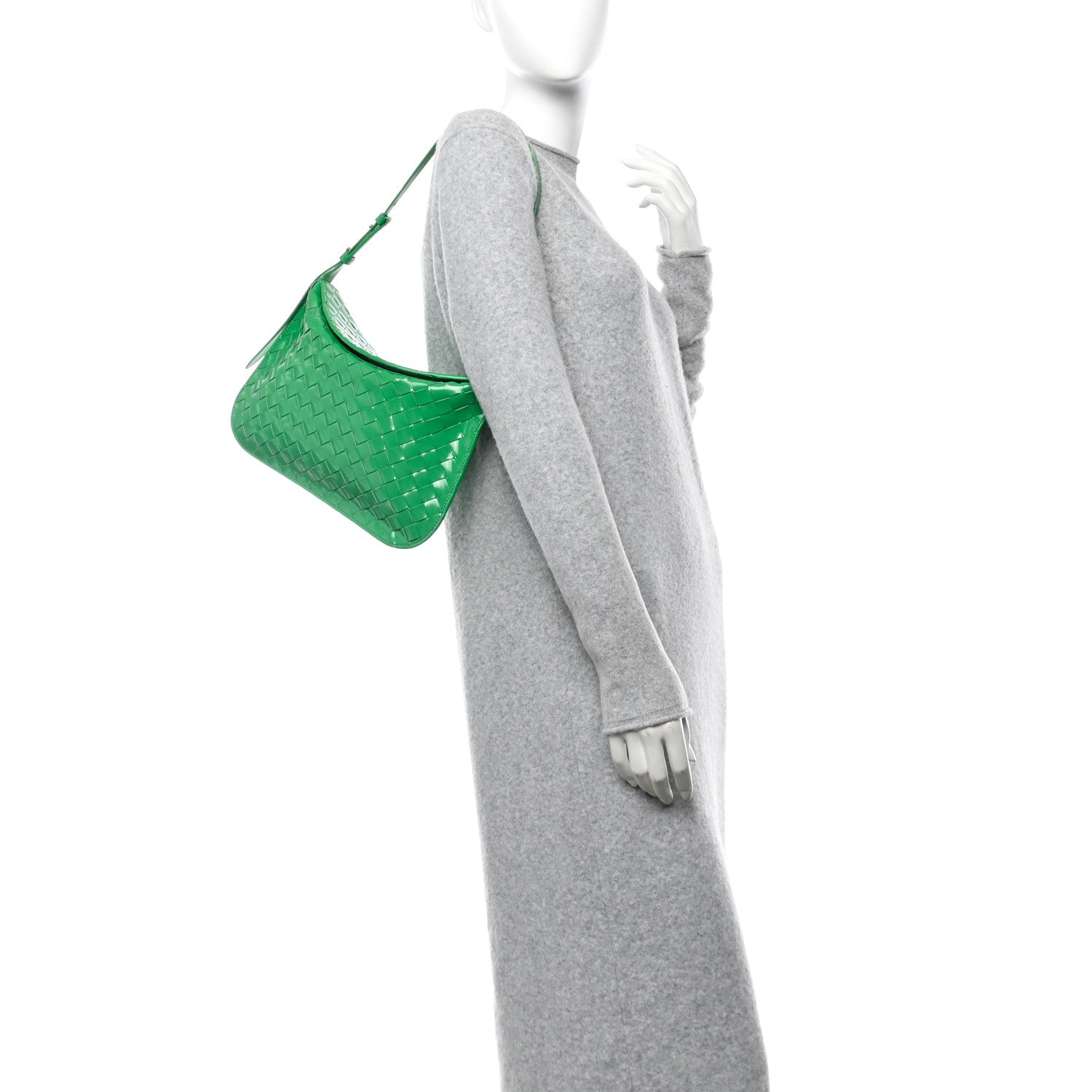 Bottega Veneta Brushed Calfskin Intrecciato Cradle Fold Over Shoulder Bag Parakeet 2 of 13