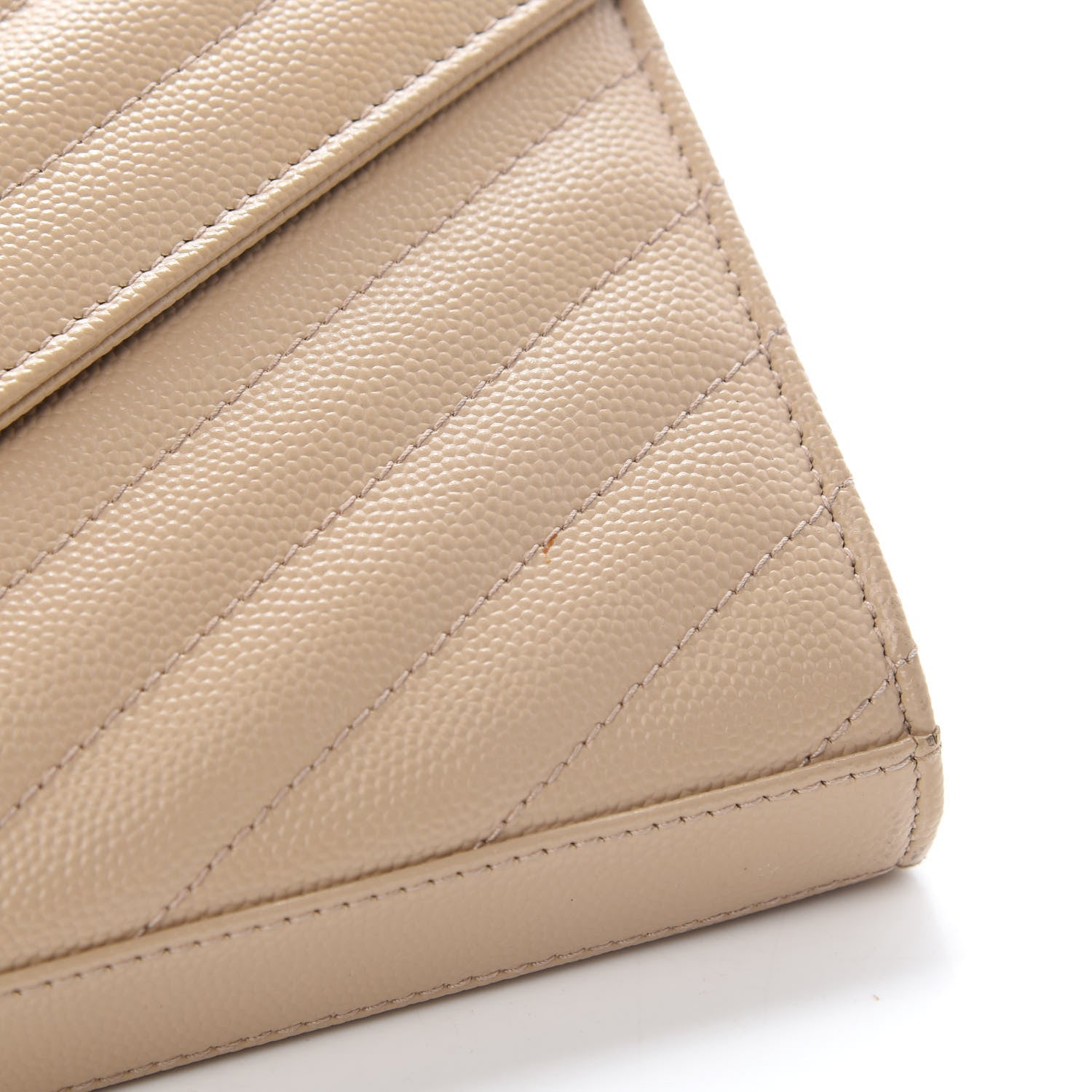 Saint Laurent Grain De Poudre Matelasse Chevron Monogram Chain Wallet Nude Powder 10 of 10