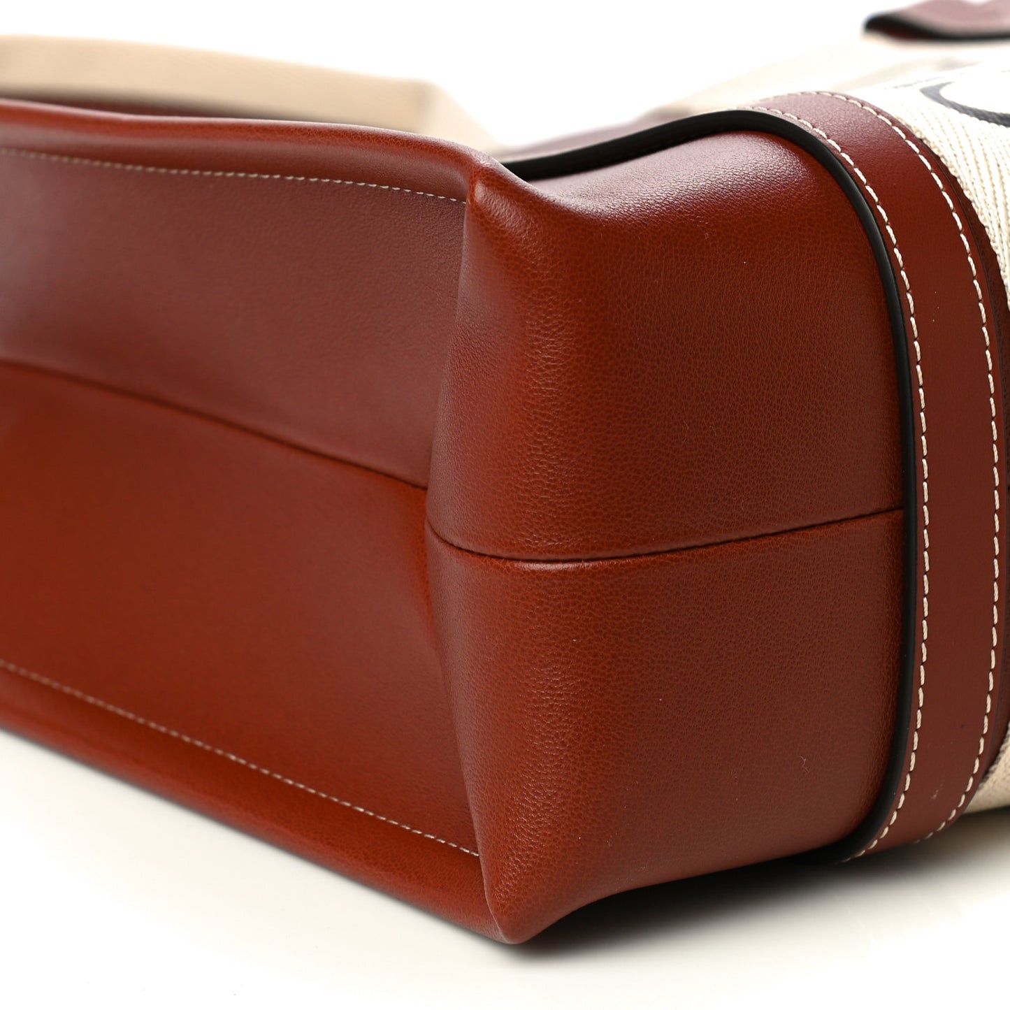 Calfskin Medium Woody Ribbon Tote Sepia Brown