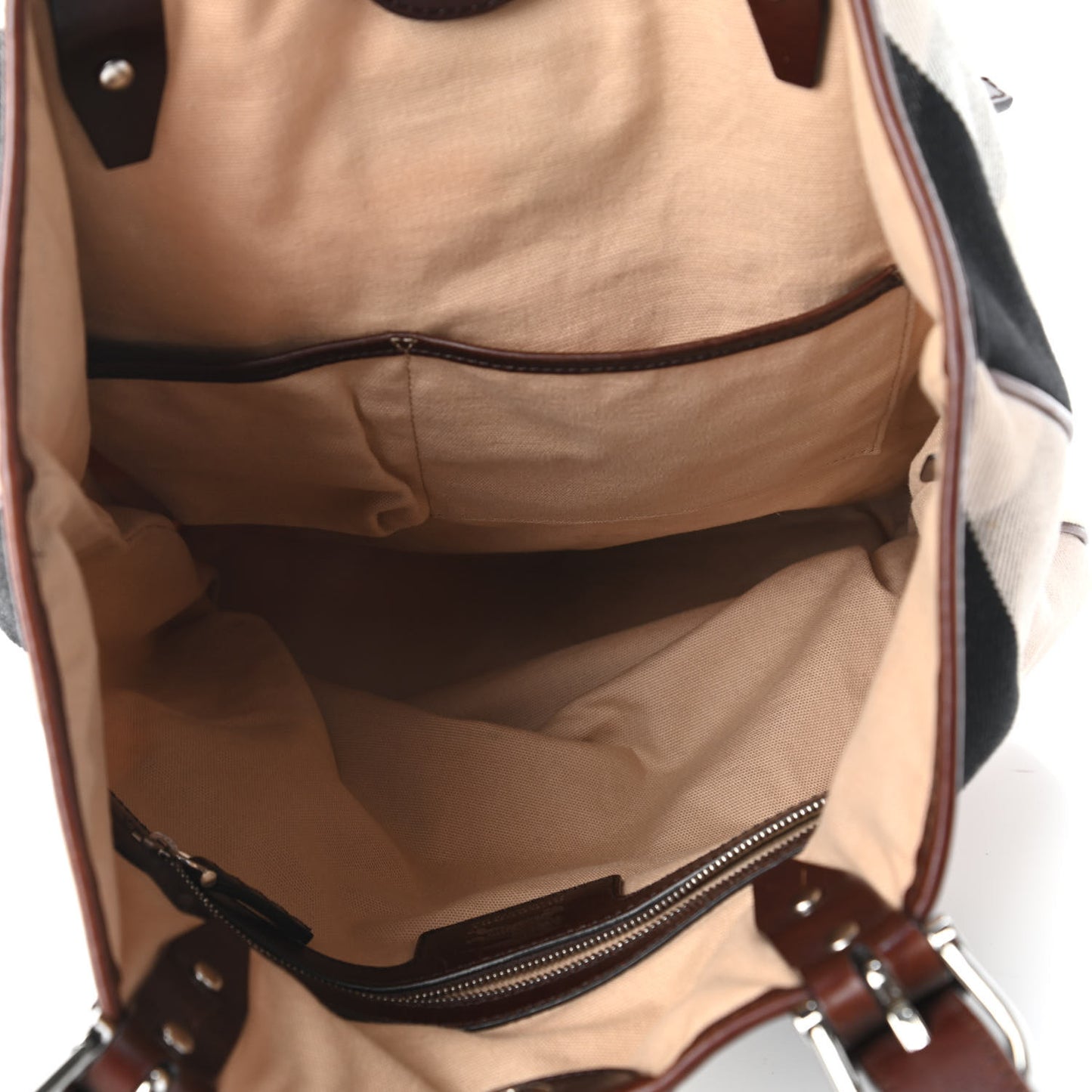 Canvas Mega Check Print Tote Beige