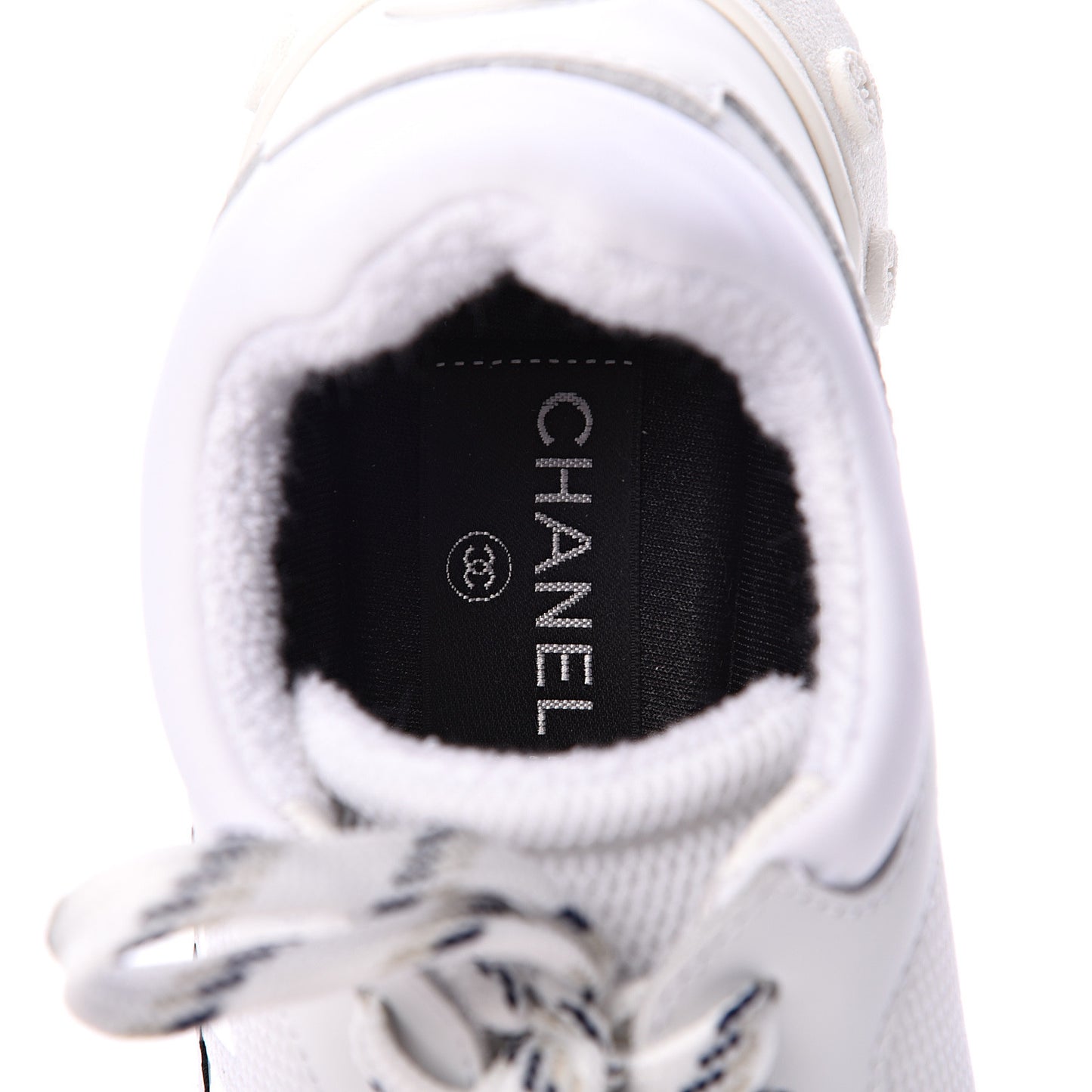 Calfskin Mesh Lycra Womens Logo Sneakers 36.5 White