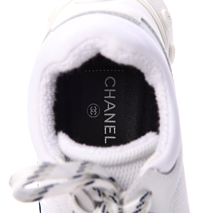 Chanel Calfskin Mesh Lycra Womens Logo Sneakers 36.5 White 7 of 8