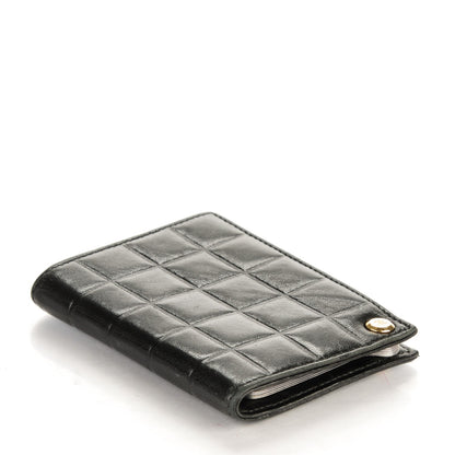 Chanel Lambskin Chocolate Bar Quilted Card Holder Wallet Black 4 of 8