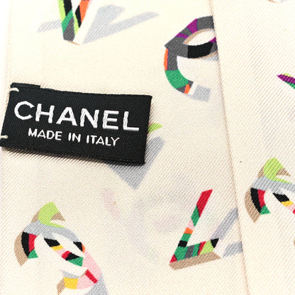 Chanel Silk CC Slim Bandeau Scarf Ecru Multicolor 3 of 3