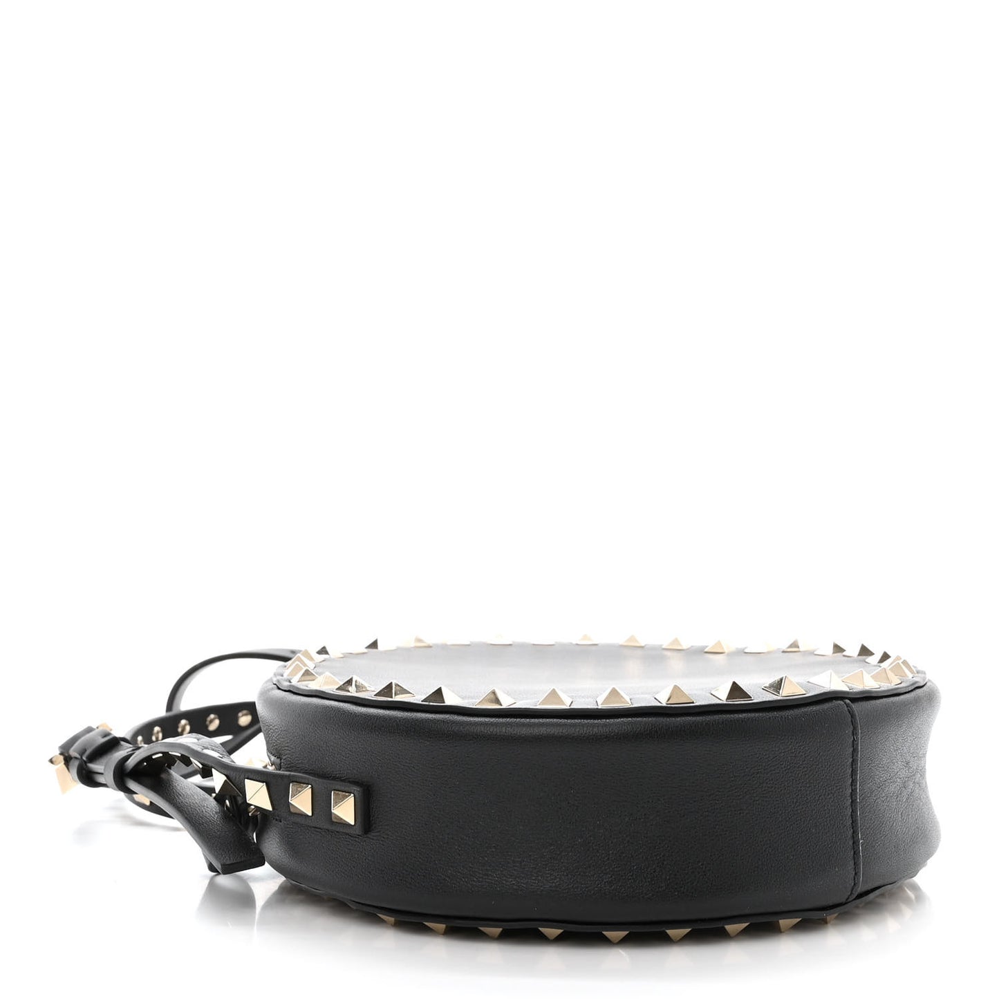 Calfskin Rockstud Round Crossbody Bag Black