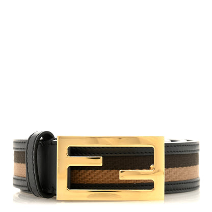 Fendi Canvas Calfskin Baguette Belt 85 34 Black Brown 1 of 6