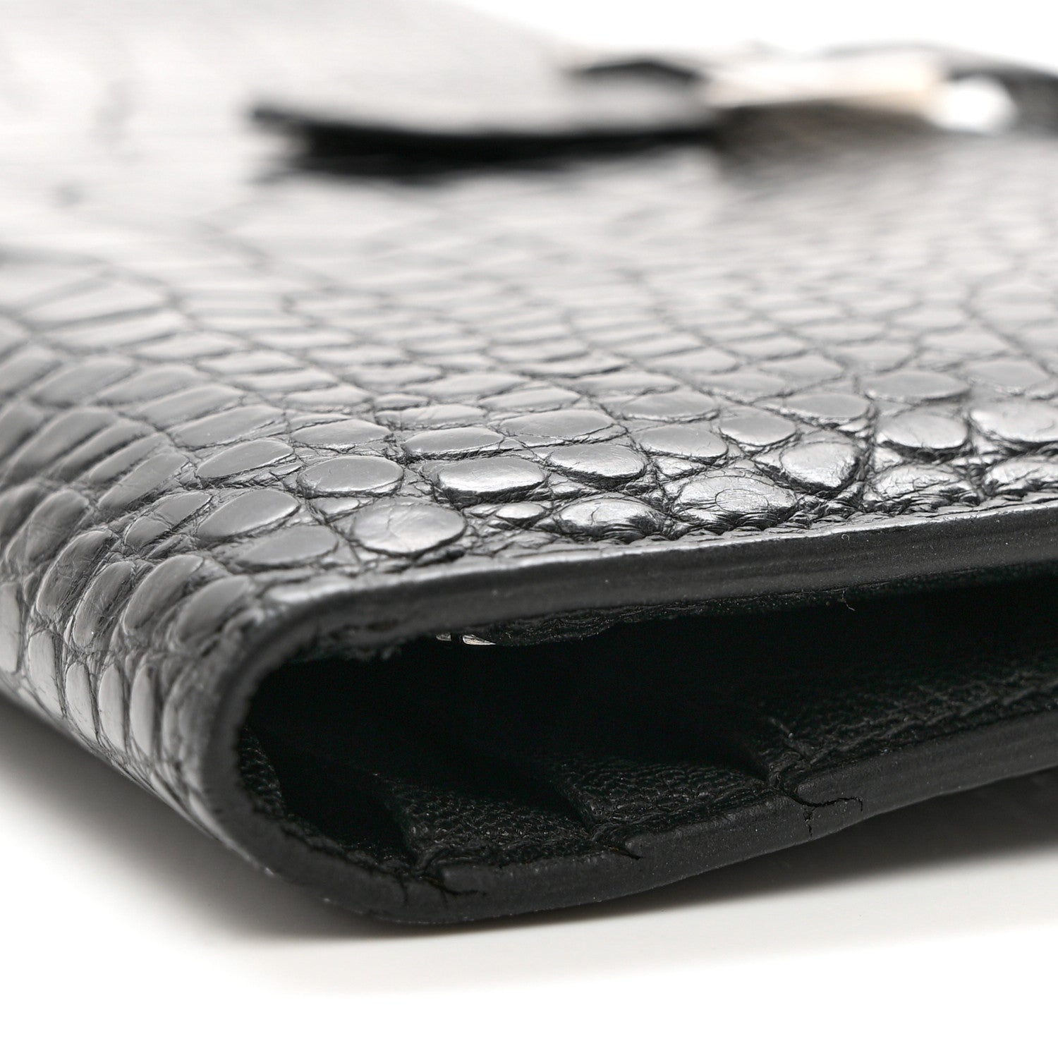 Hermes Shiny Alligator Bearn Wallet Black 6 of 8