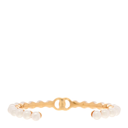Chanel Pearl CC Cuff Bracelet M Gold Pearly White 3 of 5