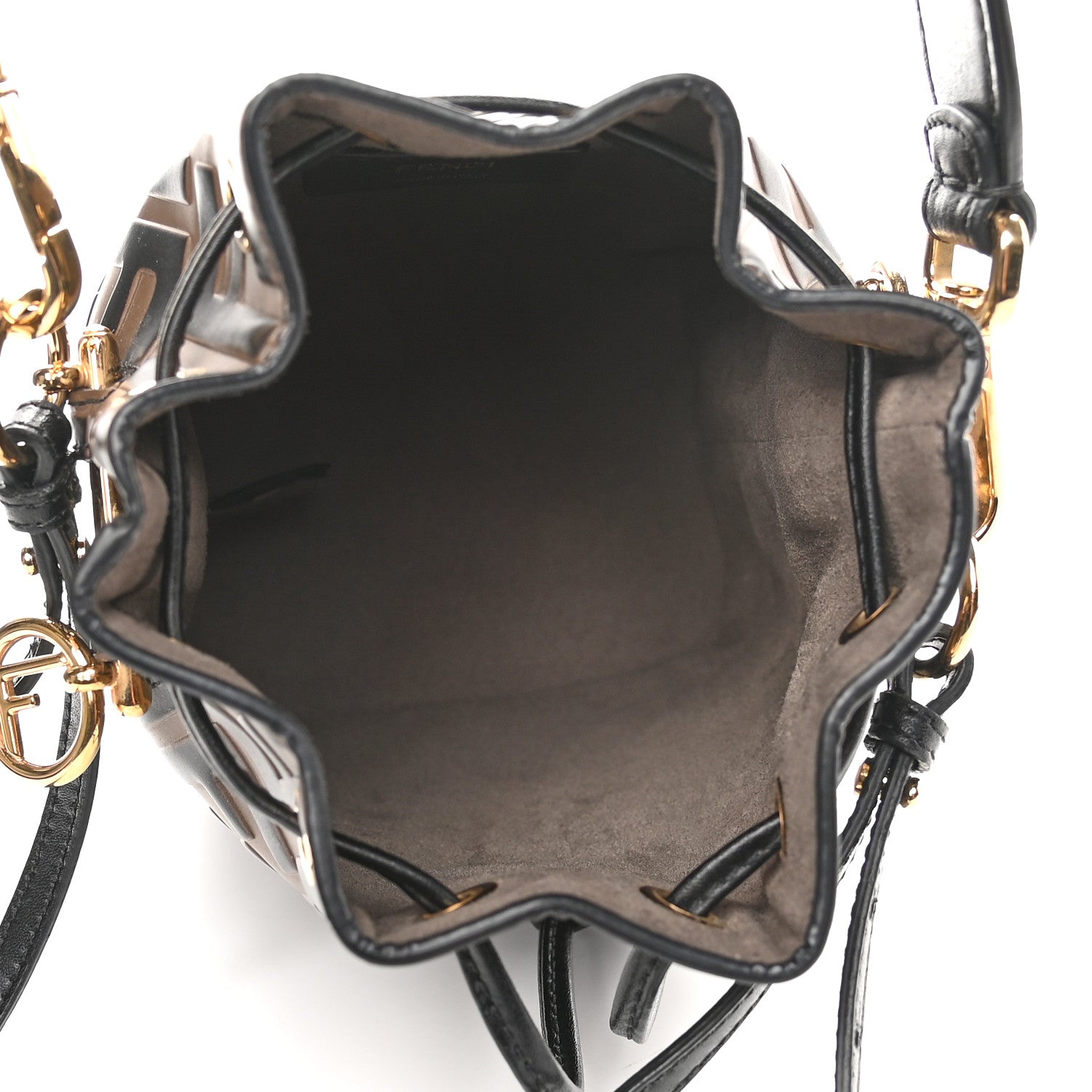 Fendi Vitello Liberty F is Fendi Bi-Color FF 1974 Embossed Mini Mon Tresor Bucket Bag Maya Black 5 of 9